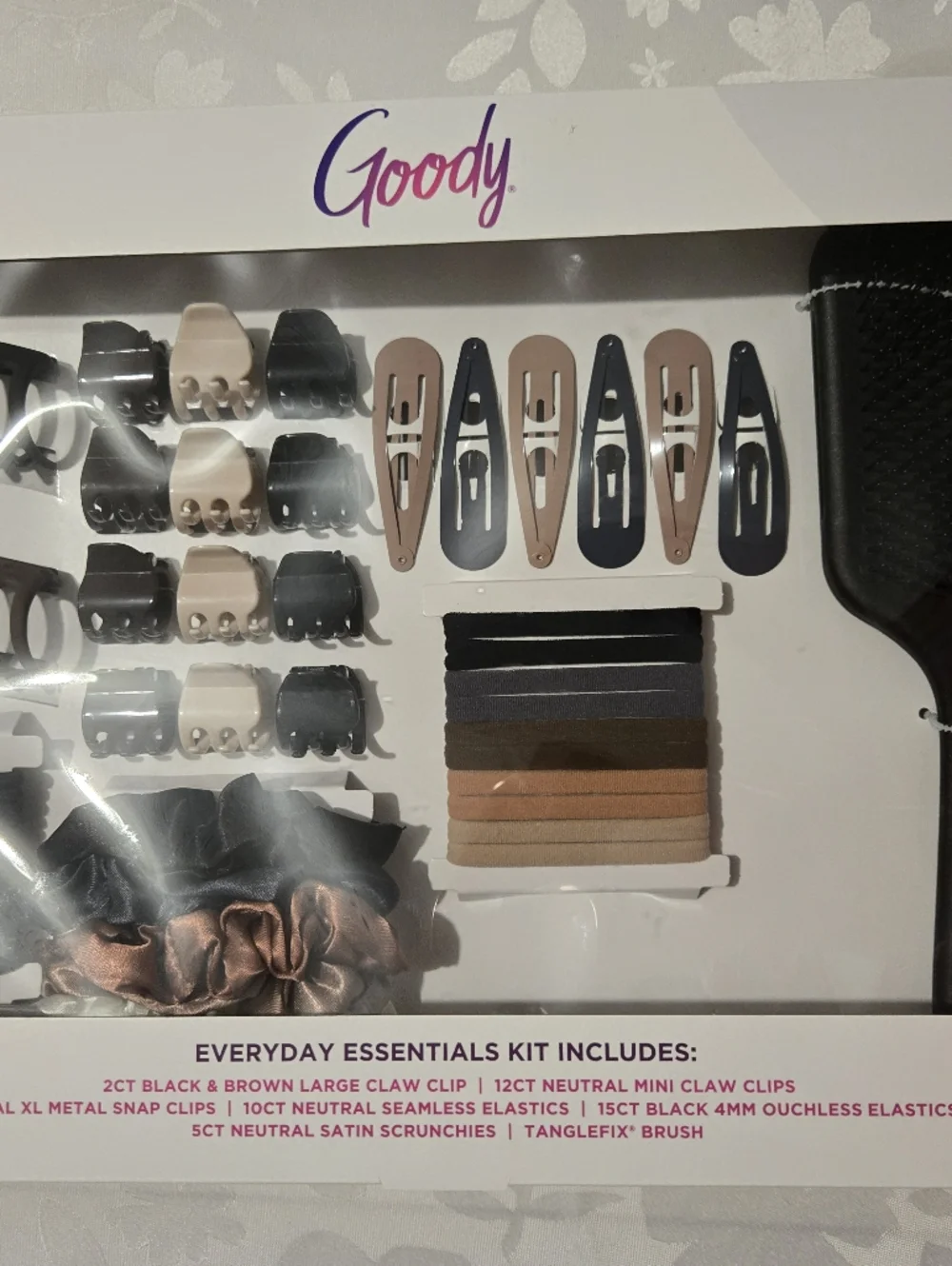 Goody Women’s Everyday Hair Accessories Kit — Black, Brown & Tan